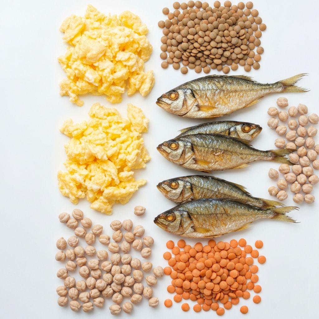 Technical arrangement of protein-rich foods